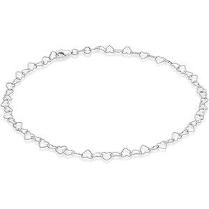 Hypoallergenic 925 Sterling Silver Anklet - 11-Inch Heart Link Charm Design